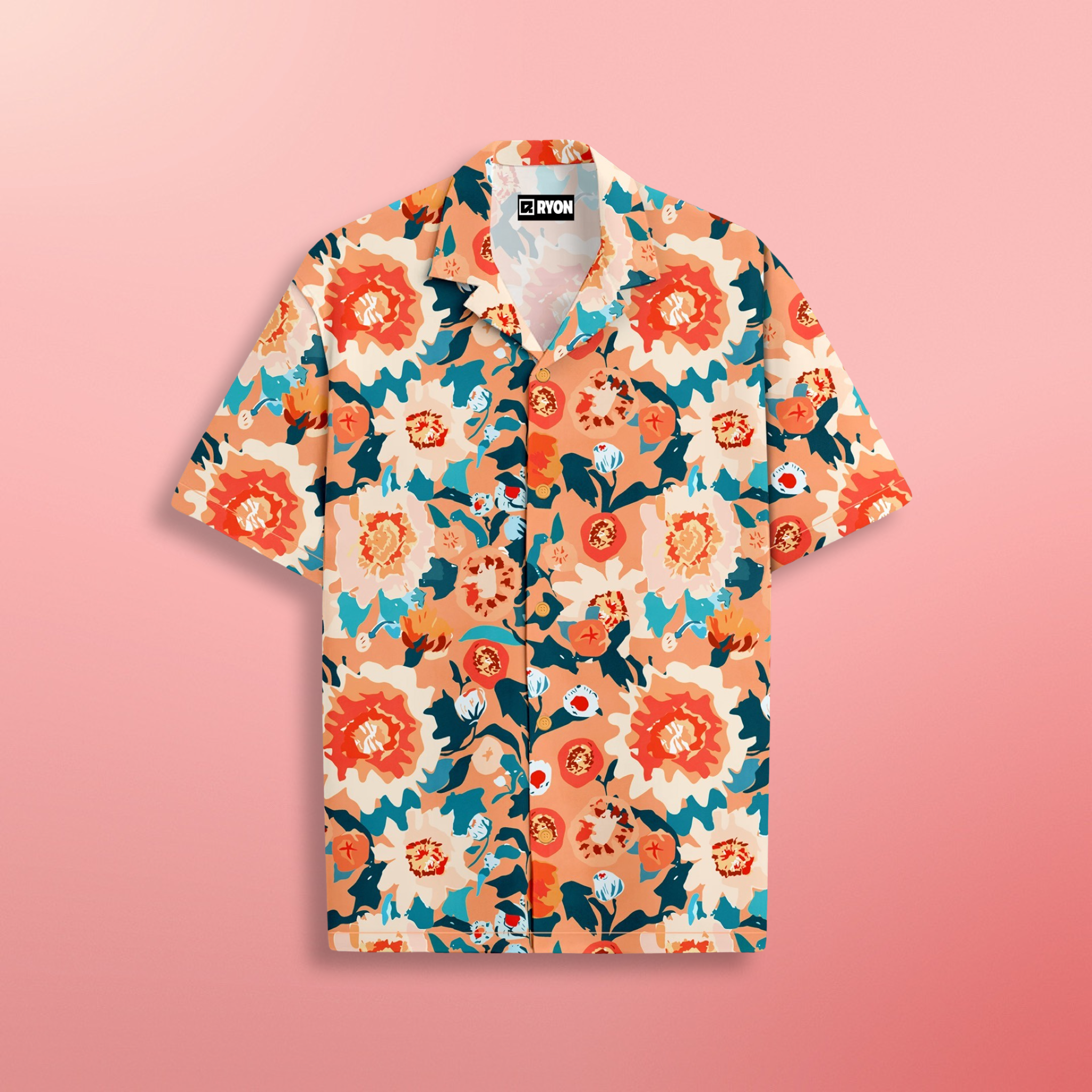 RYON MULTI FLORAL DESING WITH CAMP COLLAR AND DROP SHOLDER SLEEVES