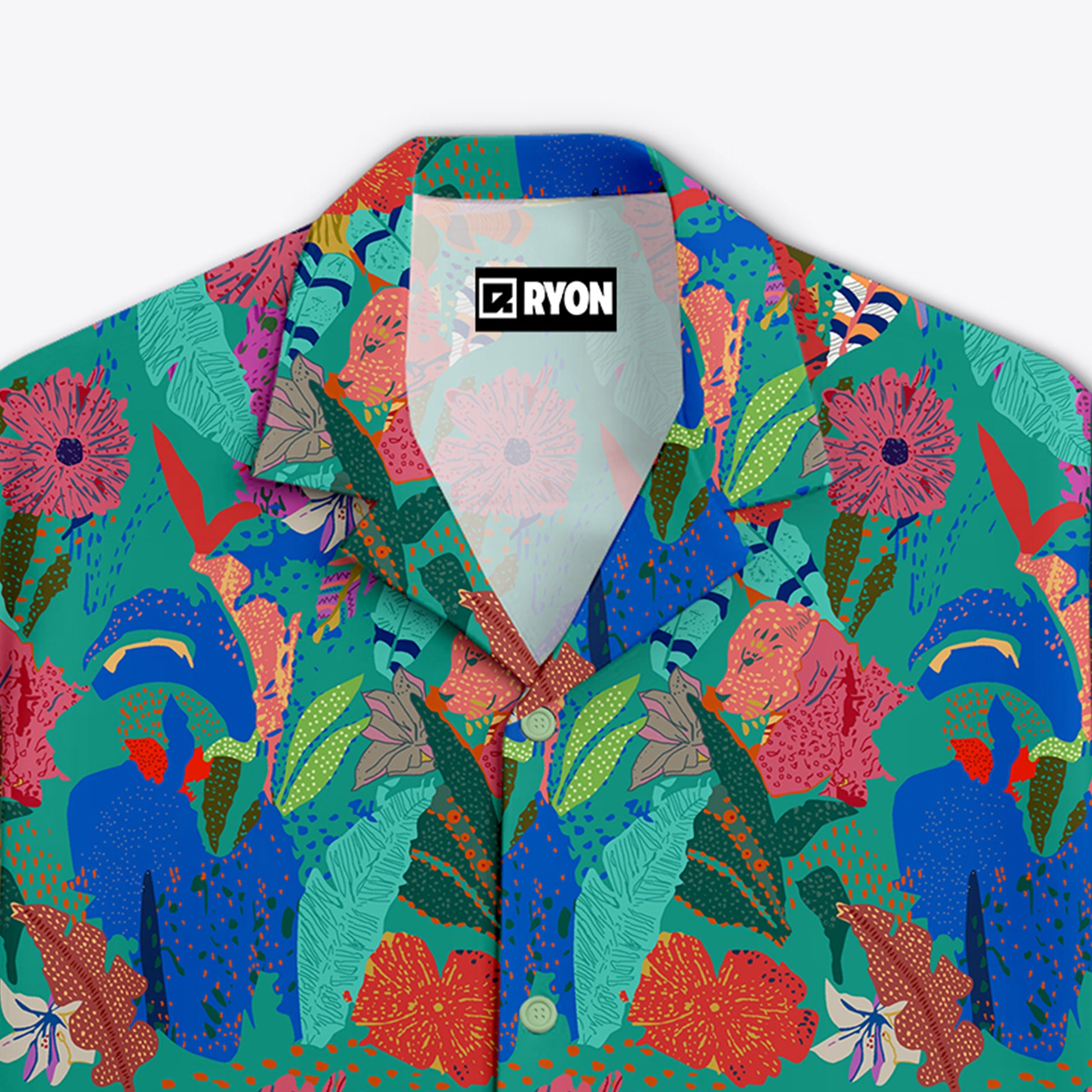 BUY RYON MULTI COLOUR FLORAL PATTERN PRINT CAMP COLLAR RELAXED-FIT RESORT SHIRT | RYON