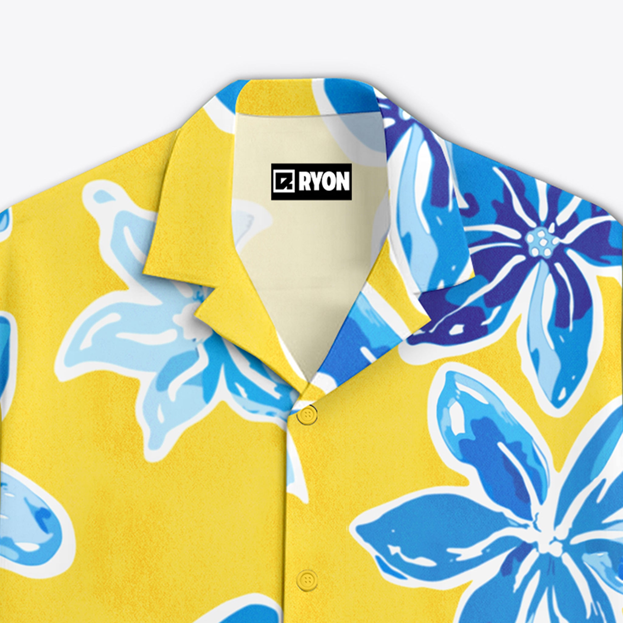 BIG FLORAL YELLOW HAWAII SHIRT WITH CAMP COLLAR AND DROP SHOULDERS