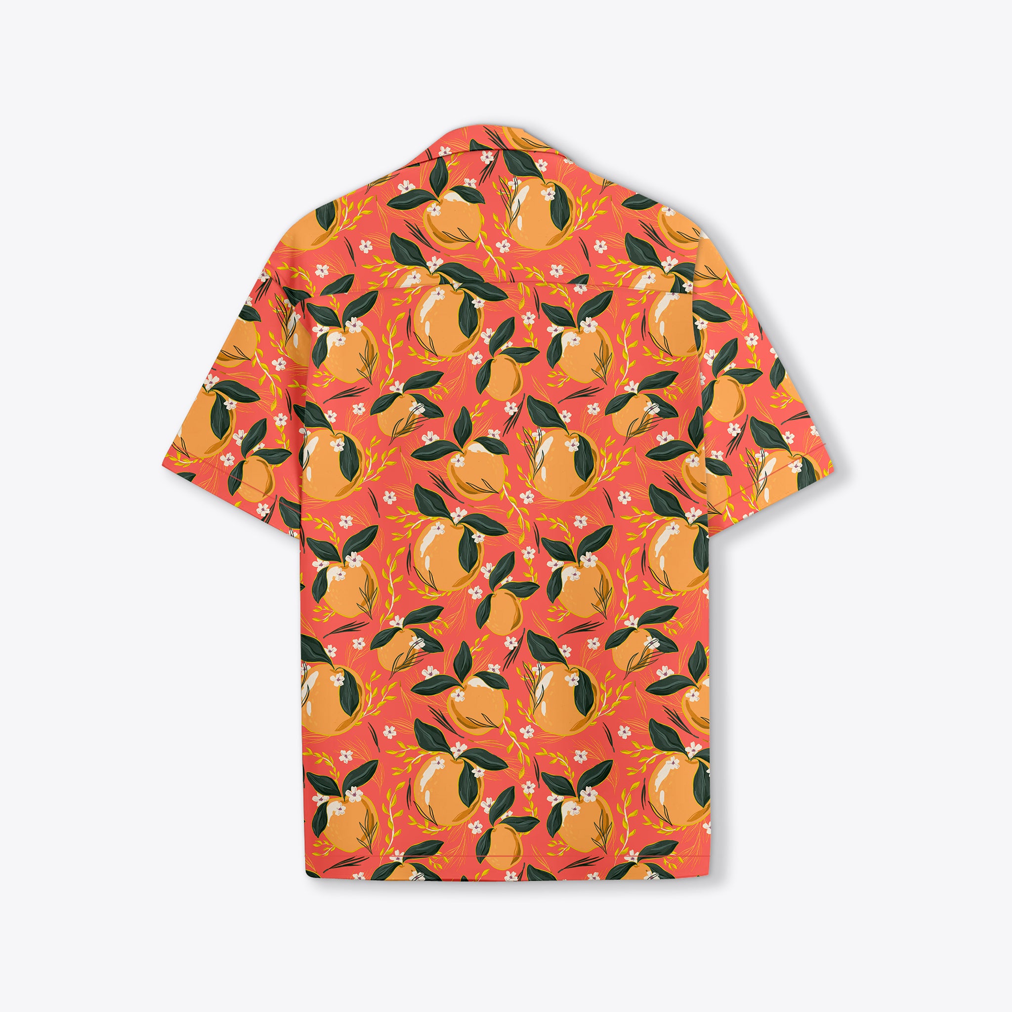 BUY RYON ORANGE FRUIT PATTERN DESING SHIRT WITH CAMP COLLAR AND DROP SHOULDER SLEEVES | RYON