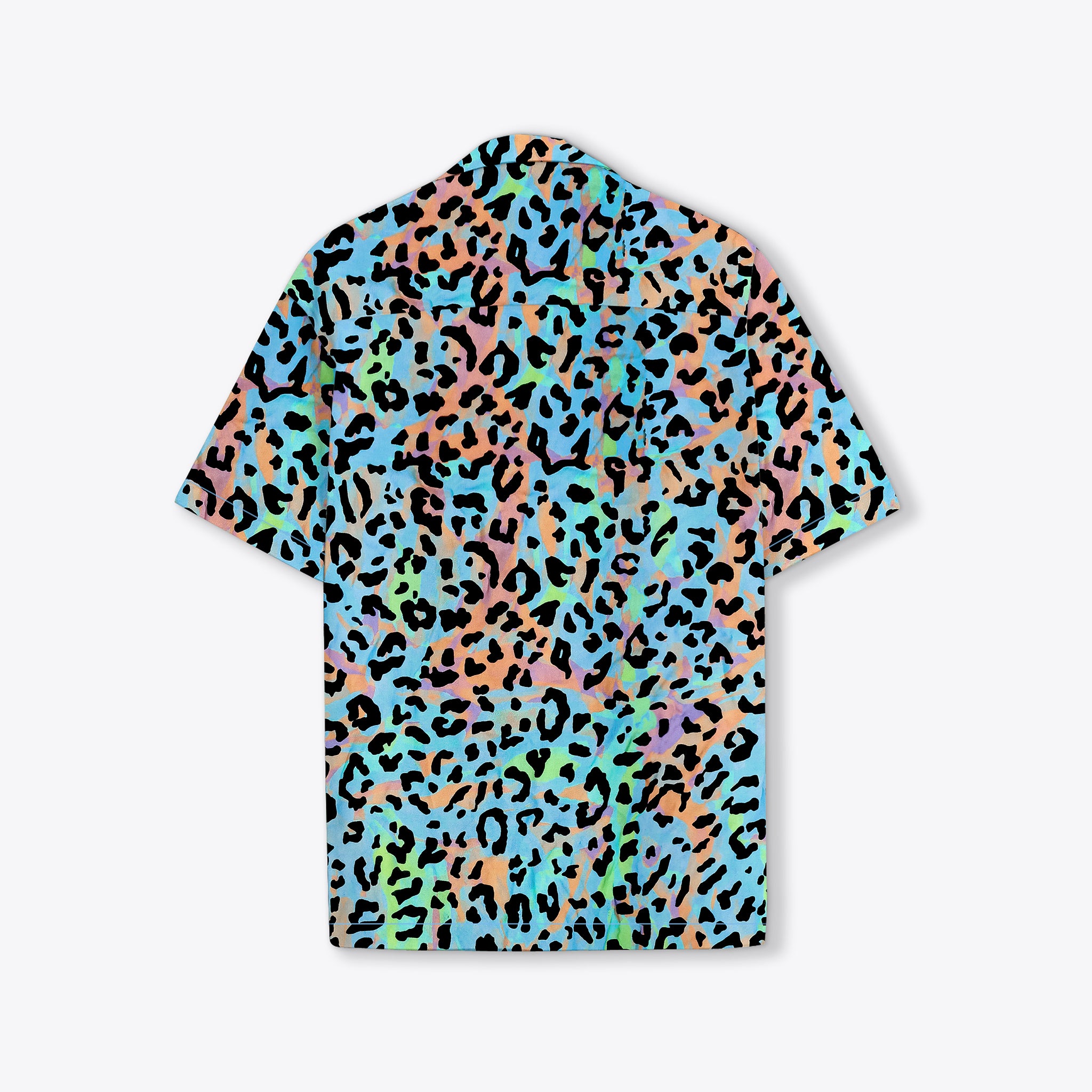 BUY RYON SKY BLUE LEOPARD PRINT CAMP COLLAR RESORT SHIRT WITH DROP SHOULDER | RYON