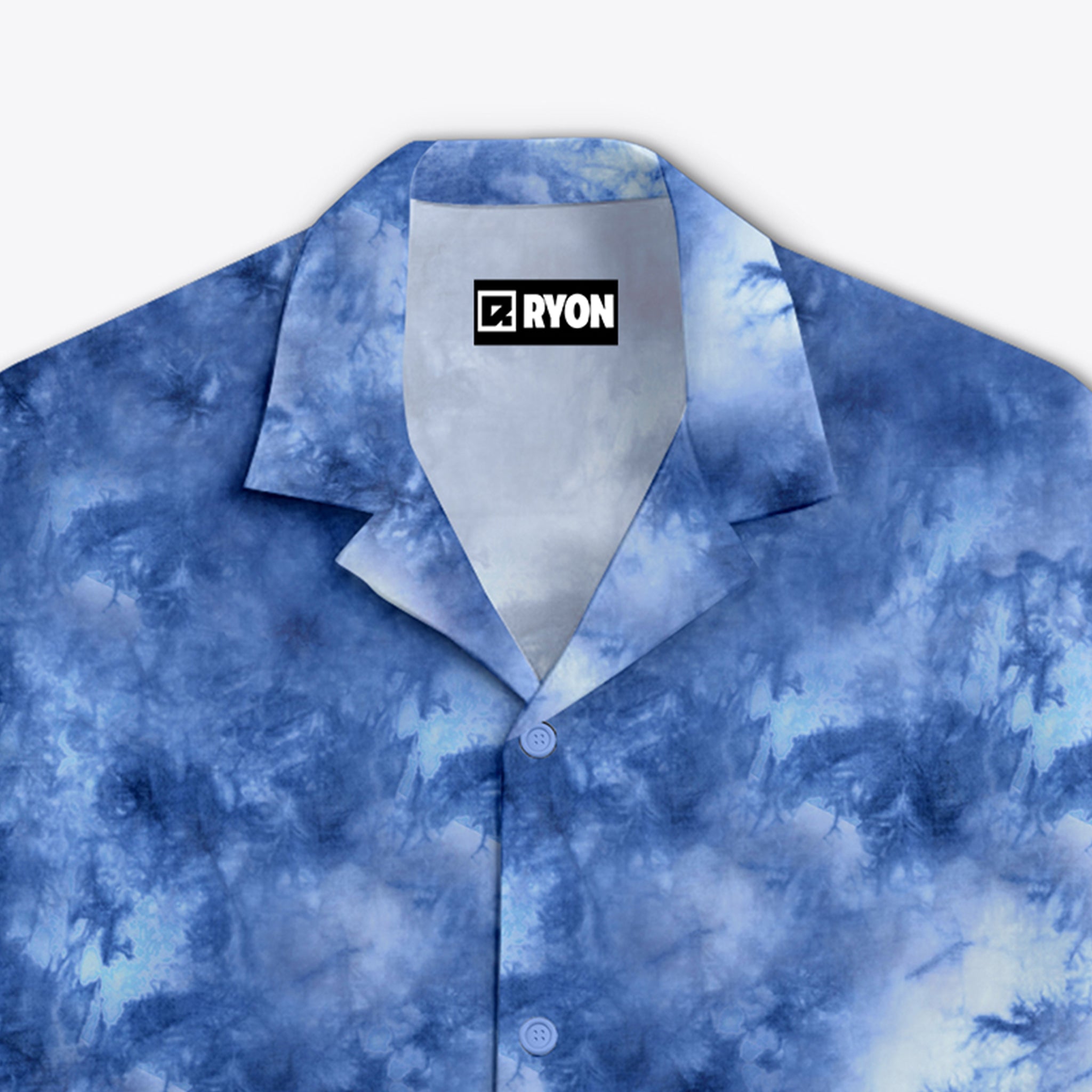 BUY BLUE TIE DYE PRINT CAMP COLLAR RELAXED-FIT RESORT SHIRT