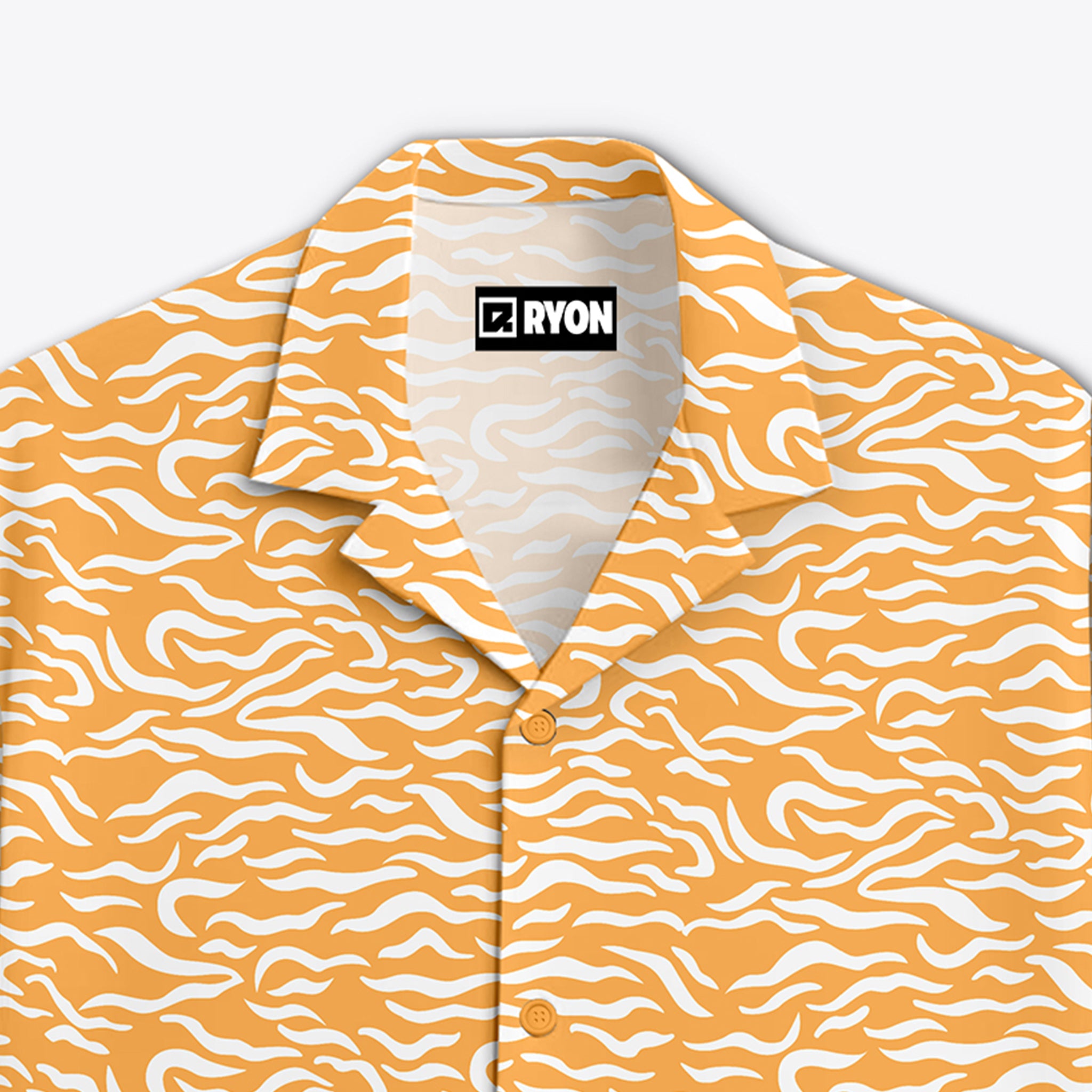 RYON MUSTURED YELLOW ZIBRA PATTERN DESING WITH LONG SLEEVES AND CAMP COLLART SHIRT