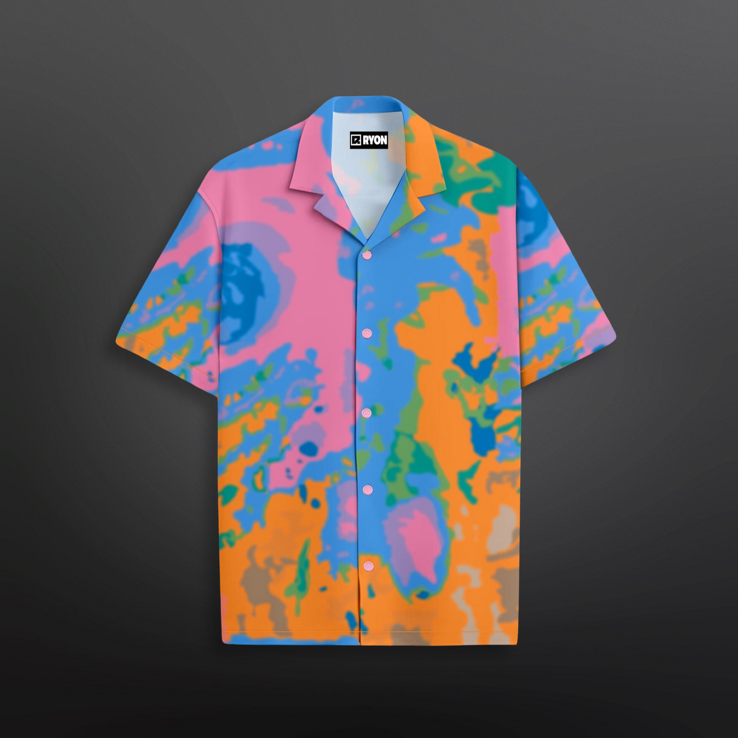 UNIQUE MULTI COLOUR TIE DYE PRINT CAMP COLLAR RELAXED-FIT RESORT SHIRT