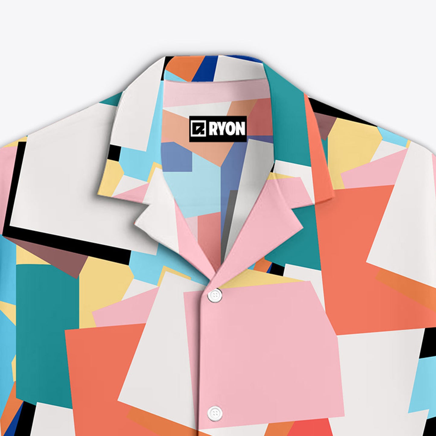 BUY MULTI COLOUR SQUARE PATTERN PRINT CAMP COLLAR RELAXED-FIT RESORT SHIRT
