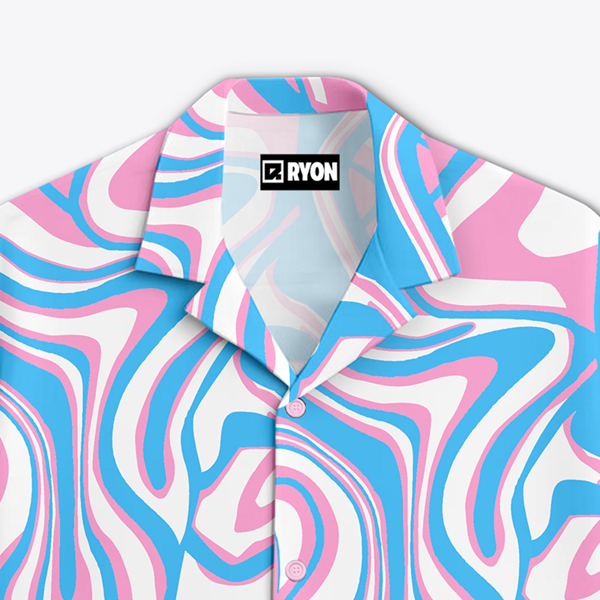 BUY RYON BLUE AND PINK MARBLE PATTERN PRINT CAMP COLLAR RELAXED-FIT RESORT SHIRT | RYON
