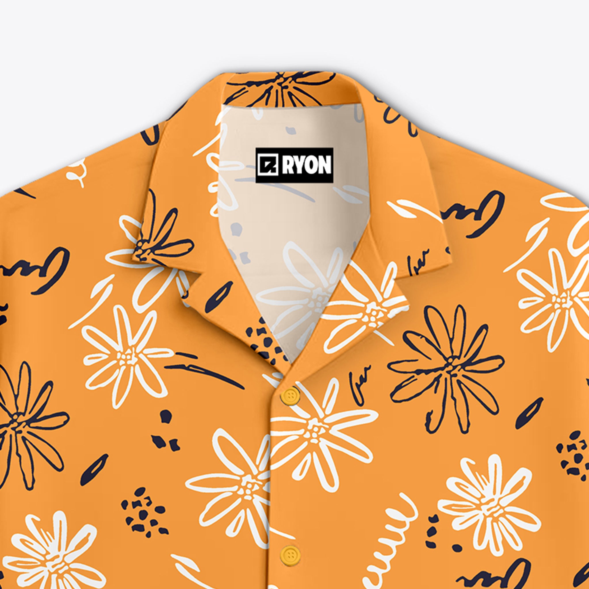 BUY RYON MUSTARD YELLOW FLORAL PRINTED CAMP COLLAR DROP SHOULDER RESORT SHIRT | RYON