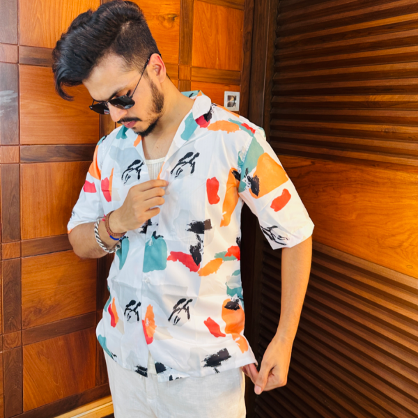 RYON MULTI COLOUR CAMP COLLAR DROP SHOULDER SHIRT