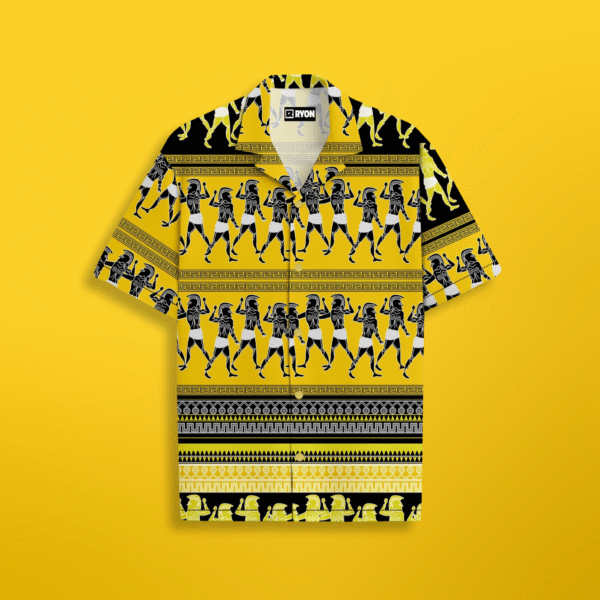 RYON EGYPT MUMMY STYLE PRINT CAMP COLLAR DROP SHOULDER SHIRT