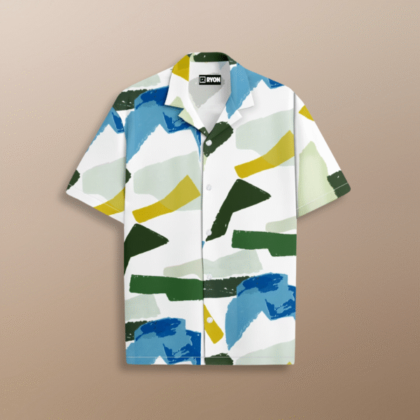 RYON MULTI COLOUR RANDOM PATTERN CAMP COLLAR DROP SHOULDER RESORT SHIRT