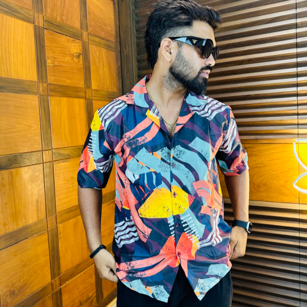 RYON BROWN COLOUR UNIQUE PATTERN PRINT CAMP COLLAR RELAXED-FIT RESORT SHIRT