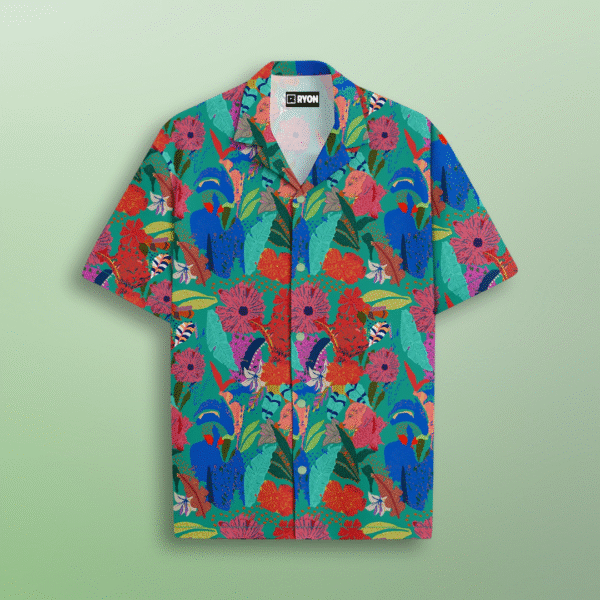 RYON MULTI COLOUR FLORAL PATTERN PRINT CAMP COLLAR RELAXED-FIT RESORT SHIRT