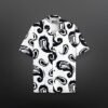RYON ROYAL BLACK PATTERN WHITE CAMP COLLAR DROP SHOULDER RESORT SHIRT