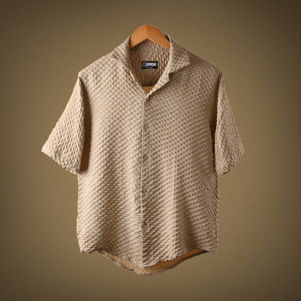 RYON POPCORN GOLDEN HALF SLEEVE CAMP COLLAR SHIRT